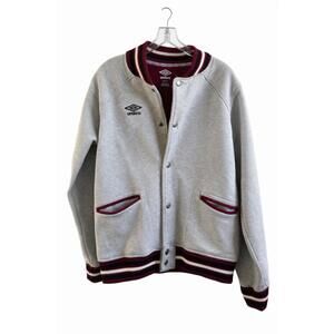 Umbro Grey and Burgundy Button-Up Jacket Medium